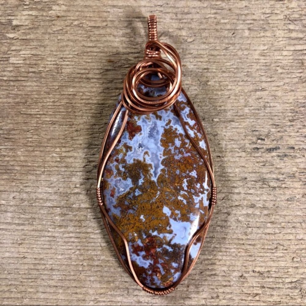 Rare Crazy Lace Moss Agate Necklace Pendant